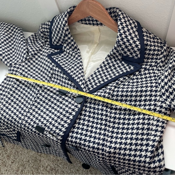 Vintage Stylish Houndstooth blazer Jacket ladies workers union navy and white - Picture 10 of 10